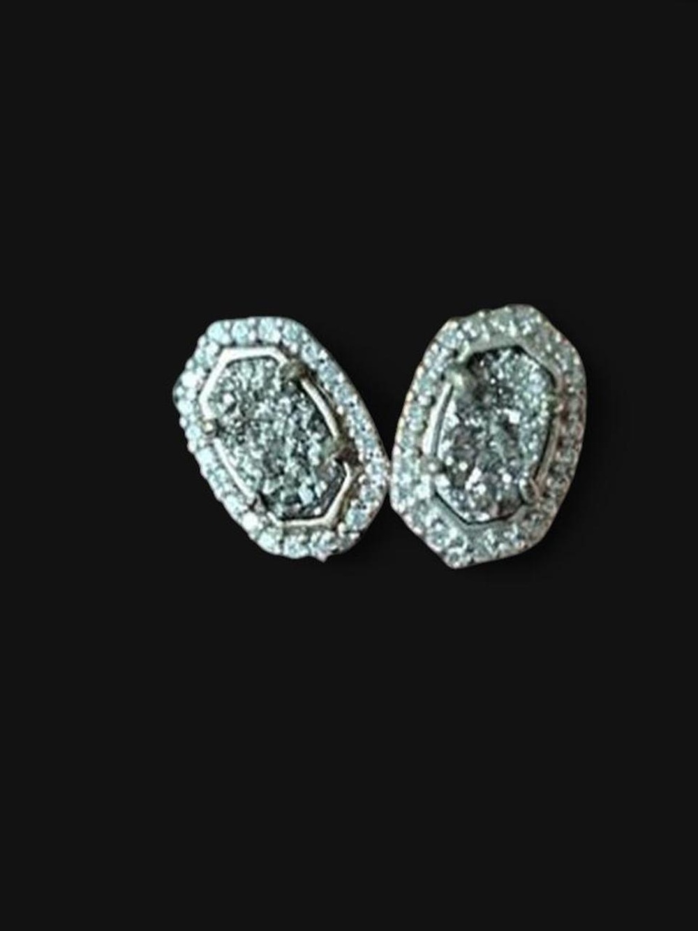 Cade Earrings—Platinum Drusy